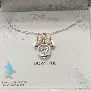 Disney Fine silverplated Silver Necklace with Gold Bow Pendant